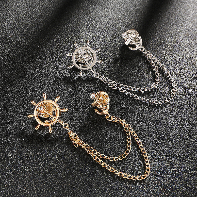 Korejas modes pušķis stūres piespraudes enkurs Rhinestone žetons vīriešu uzvalks krekls atloks Piesprādzēt Greznas rotaslietas sievietēm Aksesuāri