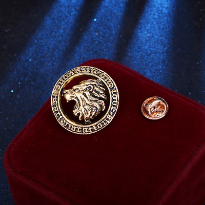 Vintage broševi s lavljom glavom Okrugle životinjske igle za revere za muškarce Odijelo Ovratnik košulje Bedž Luksuzni nakit Dodaci Pokloni