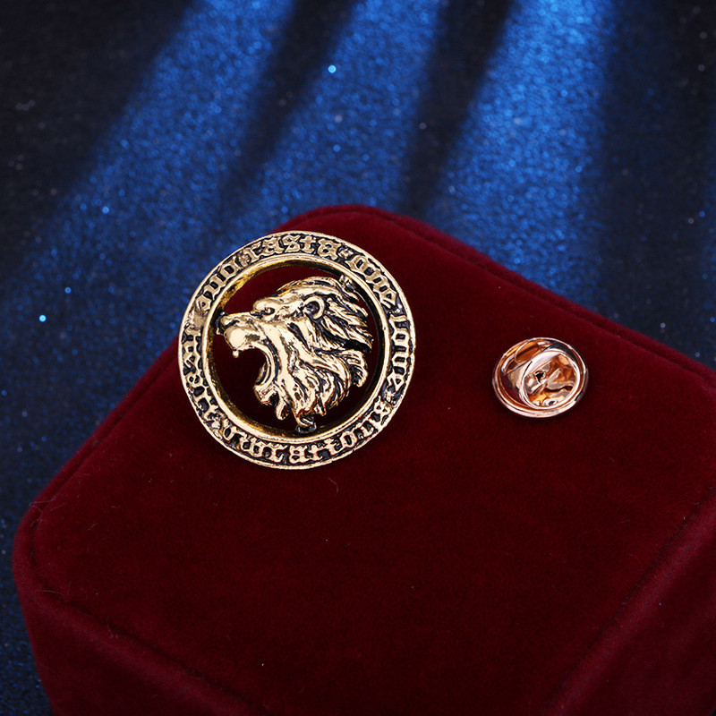 Vintage broševi s lavljom glavom Okrugle životinjske igle za revere za muškarce Odijelo Ovratnik košulje Bedž Luksuzni nakit Dodaci Pokloni