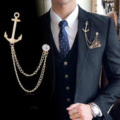 Broš s kićankama Značka sa sidrom Britanska mornarica Vintage broševi Odijelo s vještačkim dijamantom Odijelo s reverom za kaput Muškarci Luksuzni nakit Vjenčani dodaci