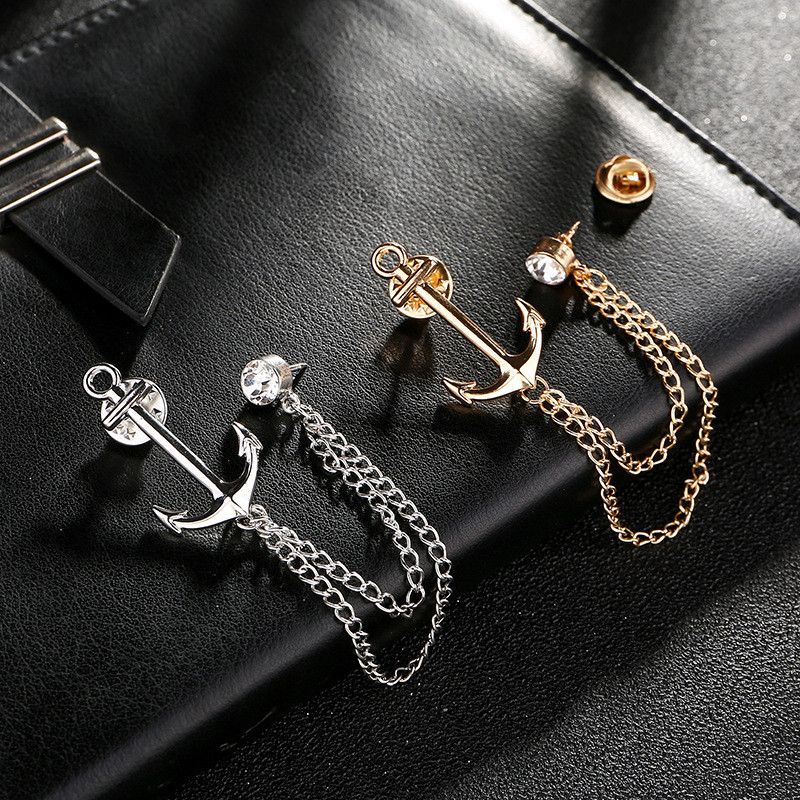 Broš s kićankama Značka sa sidrom Britanska mornarica Vintage broševi Odijelo s vještačkim dijamantom Odijelo s reverom za kaput Muškarci Luksuzni nakit Vjenčani dodaci