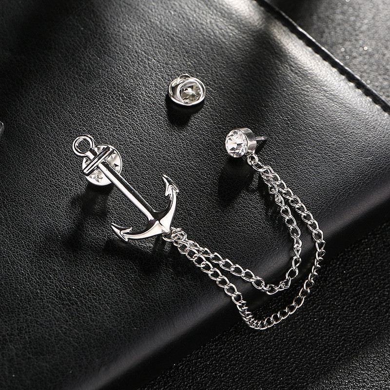 Broš s kićankama Značka sa sidrom Britanska mornarica Vintage broševi Odijelo s vještačkim dijamantom Odijelo s reverom za kaput Muškarci Luksuzni nakit Vjenčani dodaci