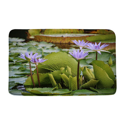 Vasaras augi Ziedi Vannas paklājiņi Rozā lotosa ainava Zaļās lapas Ziedu dārzs Vannas istabas dekors Paklājs Neslīdošs virtuves durvju paklājiņš
