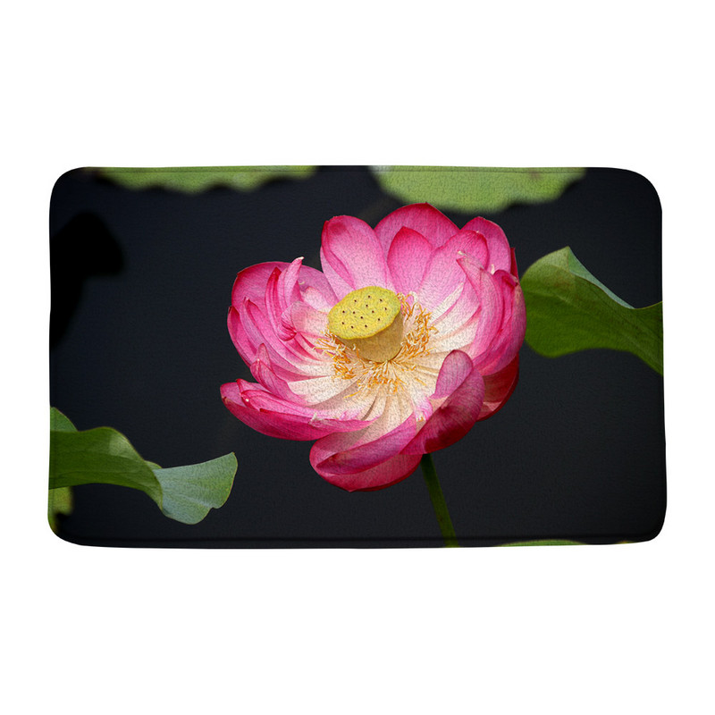 Vasaras augi Ziedi Vannas paklājiņi Rozā lotosa ainava Zaļās lapas Ziedu dārzs Vannas istabas dekors Paklājs Neslīdošs virtuves durvju paklājiņš