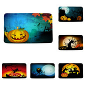 Halovīni nakts ķirbju sagaidīšanas durvju paklājiņš vannas istaba virtuve sikspārnis vārna kļavas lapas rudens flaneļa grīdas paklājs paklājs ieejas durvju paklājiņš