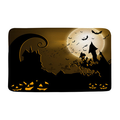 Halovīni nakts ķirbju sagaidīšanas durvju paklājiņš vannas istaba virtuve sikspārnis vārna kļavas lapas rudens flaneļa grīdas paklājs paklājs ieejas durvju paklājiņš