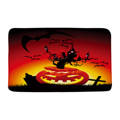 Halovīni nakts ķirbju sagaidīšanas durvju paklājiņš vannas istaba virtuve sikspārnis vārna kļavas lapas rudens flaneļa grīdas paklājs paklājs ieejas durvju paklājiņš