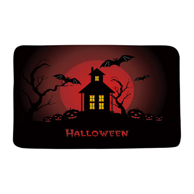 Halovīni nakts ķirbju sagaidīšanas durvju paklājiņš vannas istaba virtuve sikspārnis vārna kļavas lapas rudens flaneļa grīdas paklājs paklājs ieejas durvju paklājiņš