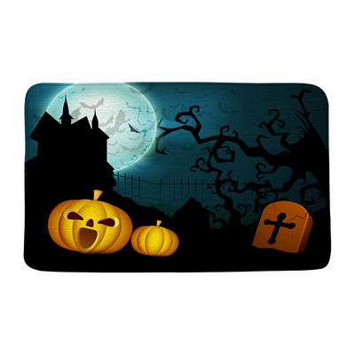 Halovīni nakts ķirbju sagaidīšanas durvju paklājiņš vannas istaba virtuve sikspārnis vārna kļavas lapas rudens flaneļa grīdas paklājs paklājs ieejas durvju paklājiņš
