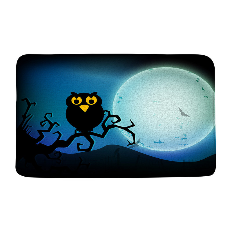 Halovīni nakts ķirbju sagaidīšanas durvju paklājiņš vannas istaba virtuve sikspārnis vārna kļavas lapas rudens flaneļa grīdas paklājs paklājs ieejas durvju paklājiņš