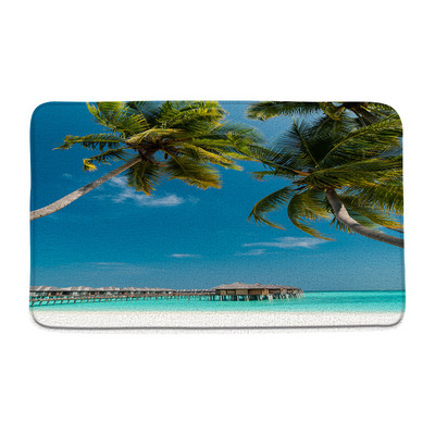 Ocean Prostirke za kupanje Egzotična plaža Palma Tropski prirodni krajolik Pejzaž Flanel Kupaonski dekor Tepisi Neklizajuća podloga Otirači