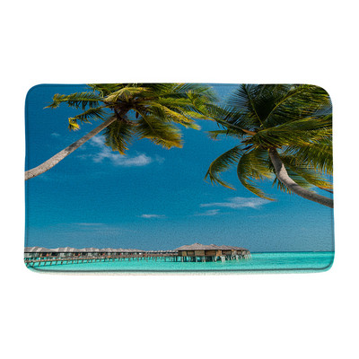 Ocean Prostirke za kupanje Egzotična plaža Palma Tropski prirodni krajolik Pejzaž Flanel Kupaonski dekor Tepisi Neklizajuća podloga Otirači