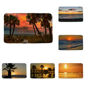 Tropski ocean Prostirke za kupanje Palme Valovi Krajolik Pješčana plaža Narančasto nebo Egzotični krajolik Kupaonski dekor Tepisi Neklizajuća podloga