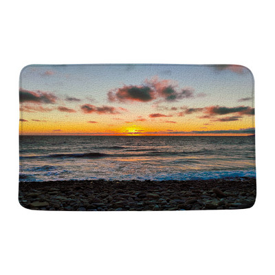 Tropski ocean Prostirke za kupanje Palme Valovi Krajolik Pješčana plaža Narančasto nebo Egzotični krajolik Kupaonski dekor Tepisi Neklizajuća podloga