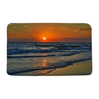 Tropski ocean Prostirke za kupanje Palme Valovi Krajolik Pješčana plaža Narančasto nebo Egzotični krajolik Kupaonski dekor Tepisi Neklizajuća podloga