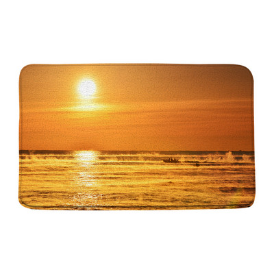 Tropski ocean Prostirke za kupanje Palme Valovi Krajolik Pješčana plaža Narančasto nebo Egzotični krajolik Kupaonski dekor Tepisi Neklizajuća podloga