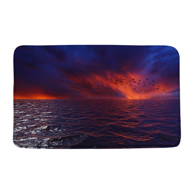 Tropski ocean Prostirke za kupanje Palme Valovi Krajolik Pješčana plaža Narančasto nebo Egzotični krajolik Kupaonski dekor Tepisi Neklizajuća podloga