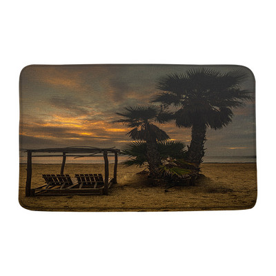 Tropski ocean Prostirke za kupanje Palme Valovi Krajolik Pješčana plaža Narančasto nebo Egzotični krajolik Kupaonski dekor Tepisi Neklizajuća podloga