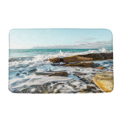 Tropski ocean Prostirke za kupanje Palme Valovi Krajolik Pješčana plaža Narančasto nebo Egzotični krajolik Kupaonski dekor Tepisi Neklizajuća podloga