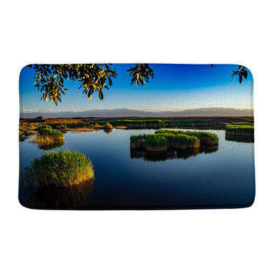 Tropski ocean Prostirke za kupanje Palme Valovi Krajolik Pješčana plaža Narančasto nebo Egzotični krajolik Kupaonski dekor Tepisi Neklizajuća podloga