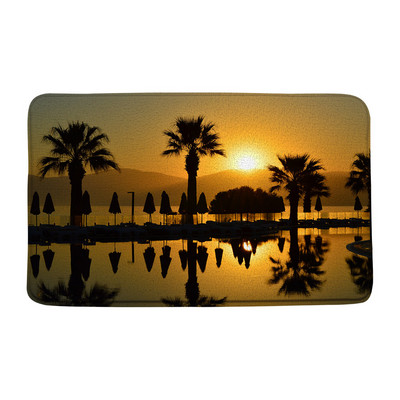 Tropski ocean Prostirke za kupanje Palme Valovi Krajolik Pješčana plaža Narančasto nebo Egzotični krajolik Kupaonski dekor Tepisi Neklizajuća podloga