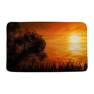 Tropski ocean Prostirke za kupanje Palme Valovi Krajolik Pješčana plaža Narančasto nebo Egzotični krajolik Kupaonski dekor Tepisi Neklizajuća podloga