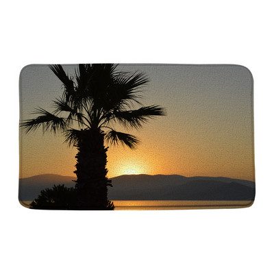 Tropski ocean Prostirke za kupanje Palme Valovi Krajolik Pješčana plaža Narančasto nebo Egzotični krajolik Kupaonski dekor Tepisi Neklizajuća podloga