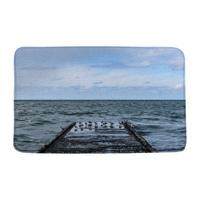 Tropski ocean Prostirke za kupanje Palme Valovi Krajolik Pješčana plaža Narančasto nebo Egzotični krajolik Kupaonski dekor Tepisi Neklizajuća podloga