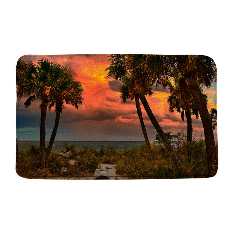 Tropski ocean Prostirke za kupanje Palme Valovi Krajolik Pješčana plaža Narančasto nebo Egzotični krajolik Kupaonski dekor Tepisi Neklizajuća podloga