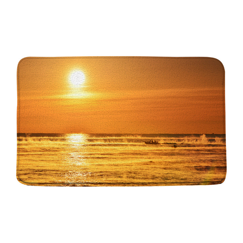 Tropski ocean Prostirke za kupanje Palme Valovi Krajolik Pješčana plaža Narančasto nebo Egzotični krajolik Kupaonski dekor Tepisi Neklizajuća podloga