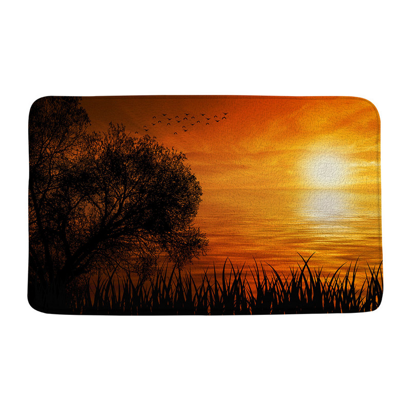 Tropski ocean Prostirke za kupanje Palme Valovi Krajolik Pješčana plaža Narančasto nebo Egzotični krajolik Kupaonski dekor Tepisi Neklizajuća podloga