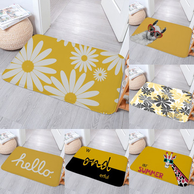 Daisy Flowers Χαλάκια μπάνιου Αντιολισθητικά Αστεία Alpaca Giraffe Pads Υπνοδωμάτιο Παλάκι κουζίνας Επιστολή εισόδου Κίτρινο χαλί δαπέδου