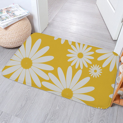 Daisy Flowers vannas paklājiņi, neslīdoši, smieklīgi Alpaka žirafes pēdu paliktņi Guļamistabas durvju paklājiņš Virtuves ieejas burts Dzeltens paklāja grīdas paklājs