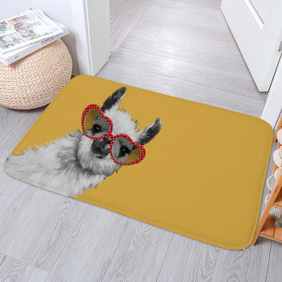 Daisy Flowers vannas paklājiņi, neslīdoši, smieklīgi Alpaka žirafes pēdu paliktņi Guļamistabas durvju paklājiņš Virtuves ieejas burts Dzeltens paklāja grīdas paklājs