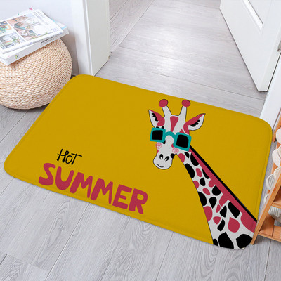 Daisy Flowers vannas paklājiņi, neslīdoši, smieklīgi Alpaka žirafes pēdu paliktņi Guļamistabas durvju paklājiņš Virtuves ieejas burts Dzeltens paklāja grīdas paklājs