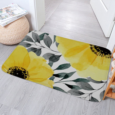 Daisy Flowers vannas paklājiņi, neslīdoši, smieklīgi Alpaka žirafes pēdu paliktņi Guļamistabas durvju paklājiņš Virtuves ieejas burts Dzeltens paklāja grīdas paklājs