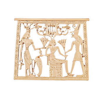 2020 Винтидж метална брошка с куха геометрия Стереоскопичен правоъгълник Цветни брошки от египетско злато и серебро за жени Мъже Подаръци
