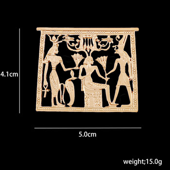 2020 Винтидж метална брошка с куха геометрия Стереоскопичен правоъгълник Цветни брошки от египетско злато и серебро за жени Мъже Подаръци