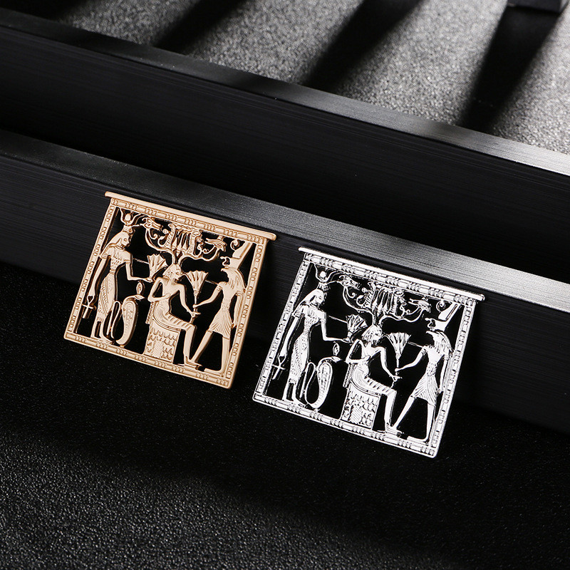 2020 Vintage metalni šuplji geometrijski broš Stereoskopski pravokutni broševi u boji egipatskog zlata za žene Muškarci Darovi