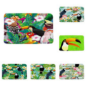 Tukani Prostirka za kupaonicu Tropske biljke Lišće Cvijet Papiga Životinje Flanel Kupaonski tepih Upijajući otirač Kuhinjski WC Podni tepih