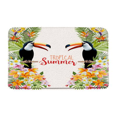 Tukani Prostirka za kupaonicu Tropske biljke Lišće Cvijet Papiga Životinje Flanel Kupaonski tepih Upijajući otirač Kuhinjski WC Podni tepih