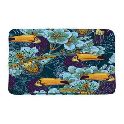 Tukani Prostirka za kupaonicu Tropske biljke Lišće Cvijet Papiga Životinje Flanel Kupaonski tepih Upijajući otirač Kuhinjski WC Podni tepih