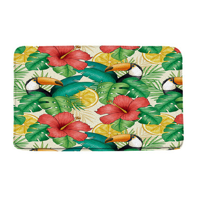 Tukani Prostirka za kupaonicu Tropske biljke Lišće Cvijet Papiga Životinje Flanel Kupaonski tepih Upijajući otirač Kuhinjski WC Podni tepih