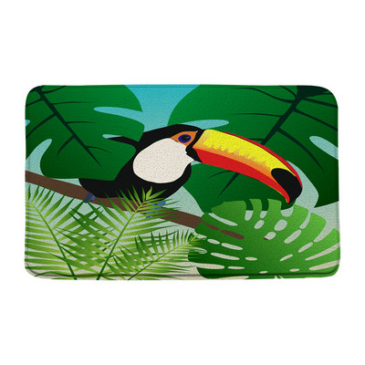 Tukani Prostirka za kupaonicu Tropske biljke Lišće Cvijet Papiga Životinje Flanel Kupaonski tepih Upijajući otirač Kuhinjski WC Podni tepih