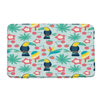 Tukani Prostirka za kupaonicu Tropske biljke Lišće Cvijet Papiga Životinje Flanel Kupaonski tepih Upijajući otirač Kuhinjski WC Podni tepih