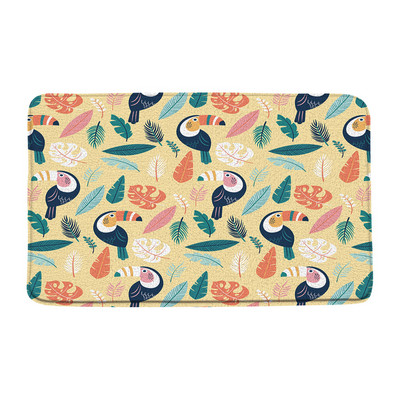 Tukani Prostirka za kupaonicu Tropske biljke Lišće Cvijet Papiga Životinje Flanel Kupaonski tepih Upijajući otirač Kuhinjski WC Podni tepih