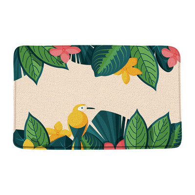 Tukani Prostirka za kupaonicu Tropske biljke Lišće Cvijet Papiga Životinje Flanel Kupaonski tepih Upijajući otirač Kuhinjski WC Podni tepih