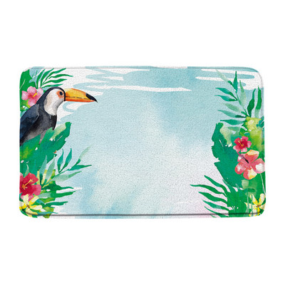 Tukani Prostirka za kupaonicu Tropske biljke Lišće Cvijet Papiga Životinje Flanel Kupaonski tepih Upijajući otirač Kuhinjski WC Podni tepih