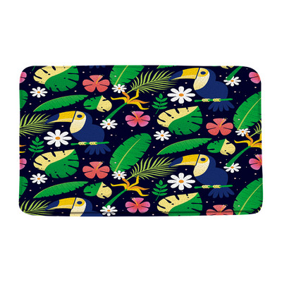 Tukani Prostirka za kupaonicu Tropske biljke Lišće Cvijet Papiga Životinje Flanel Kupaonski tepih Upijajući otirač Kuhinjski WC Podni tepih