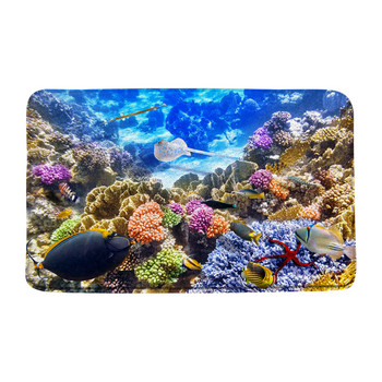 Underwater World Tropical Fish Χαλάκια μπάνιου Κουζίνα Πορτοκάλι Ζώο Ocean Turtle Scenery Room Πόρτα Μαξιλάρι δαπέδου Χαλιά Αντιολισθητικό χαλί